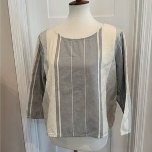 Tribe Alive Blue and Cream Striped Top